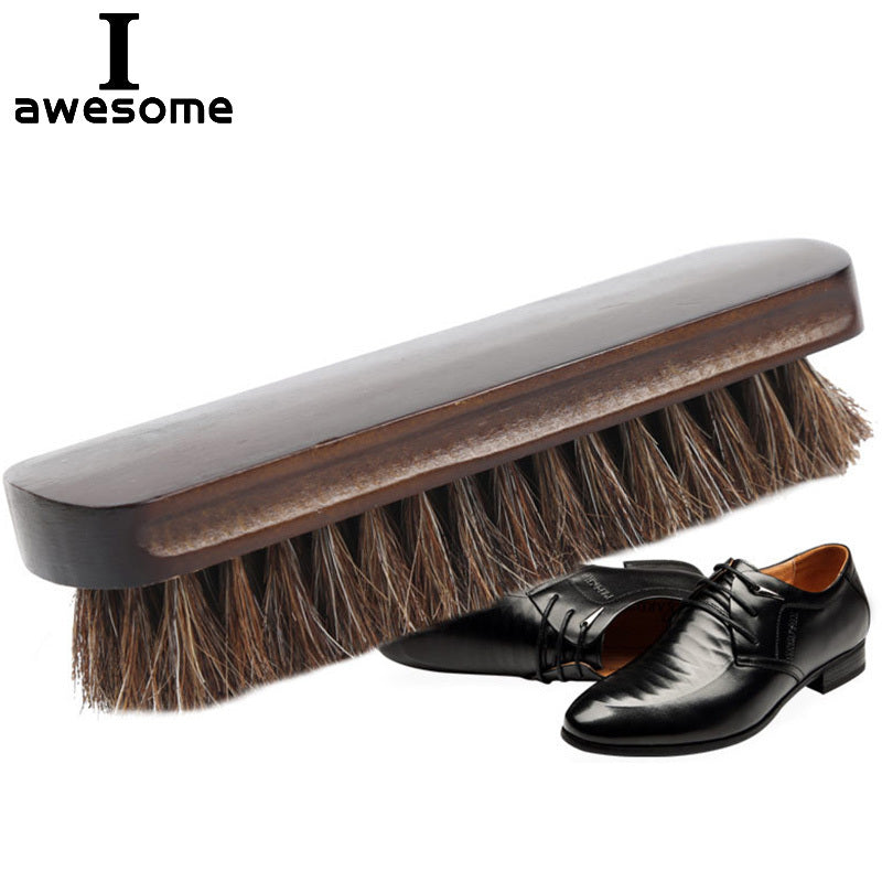 Real Horse Hair Shoe Brush Polish Natural Horsehair Leather Soft Polishing Tool Bootpolish Cleaning Brush For Suede Nubuck Boot
