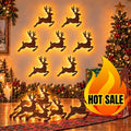 3D Reindeer Glow Santa Sleigh Christmas Wall Decoration Indoor Lighted,LED Light up Glowing Reindeer 3D Wooden Wall Art Stickers