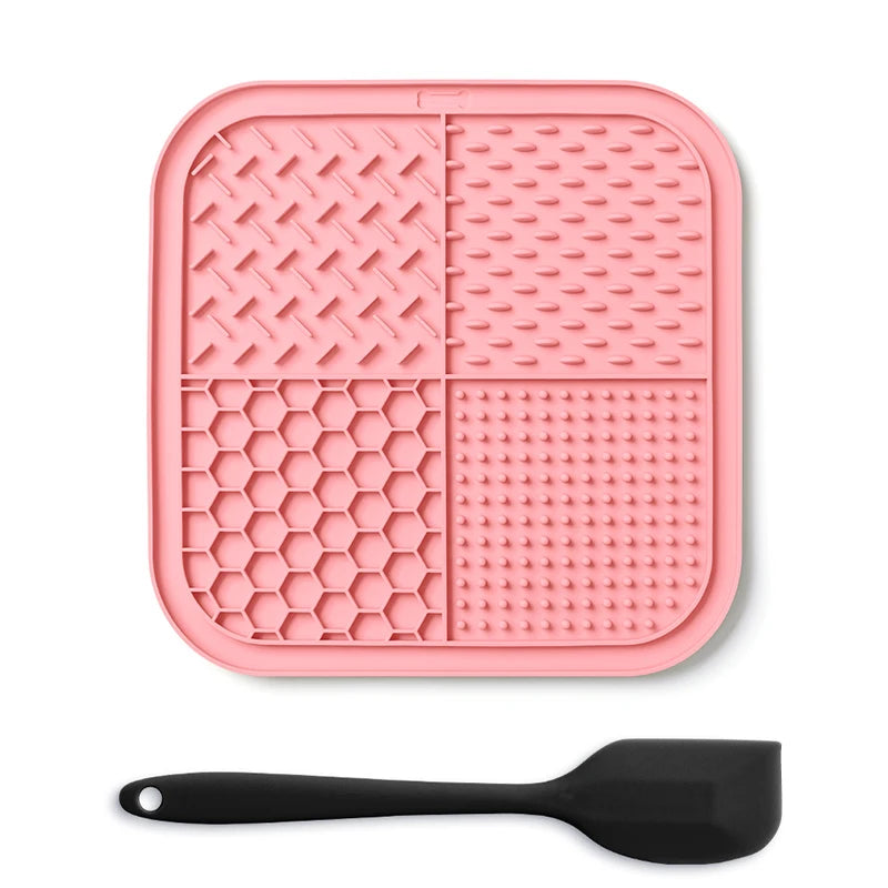 LMETJMA Lick Mat for Dogs and Cats Silicone Licking Mat with Suction Cups for Anxiety Relief Square Dog Slow Feeder Lick Pat