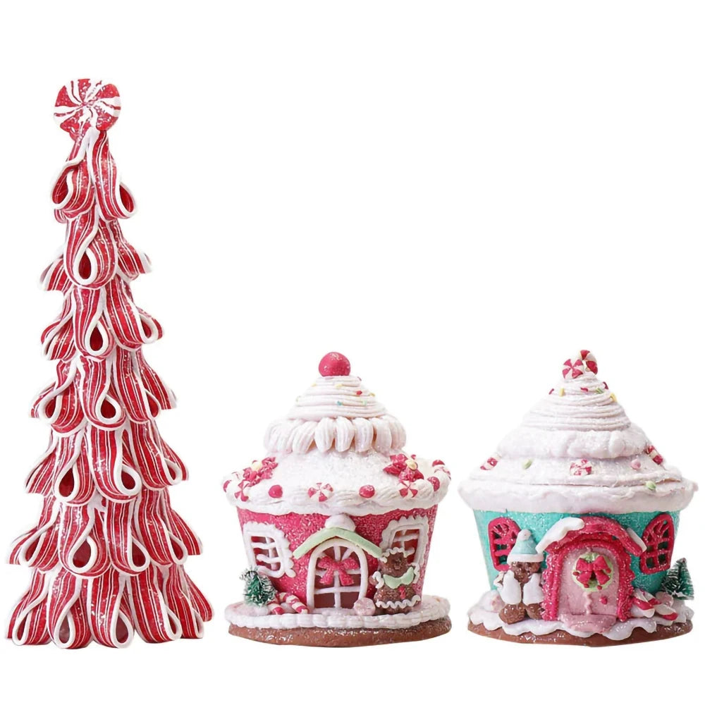 Christmas Luminous Castle Christmas Tree Decoration Ornaments Soft Clay Cute Macaron Accessories Xmas Holiday Supplies