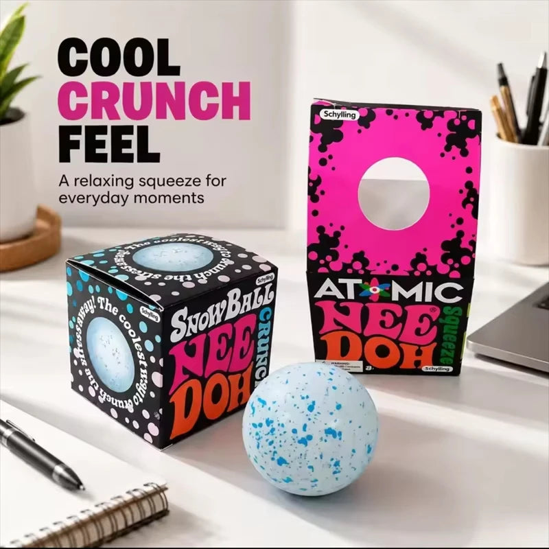 Needoh Snow Ball Crunch Squishy Fidget Sensory Toy Anxiety Relief Stress Ball For Autism Non‑toxic Soft Squishy Squeeze Toys