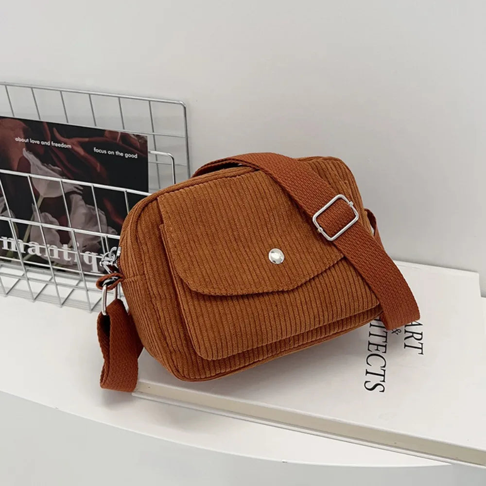 Corduroy Striped Crossbody Bag