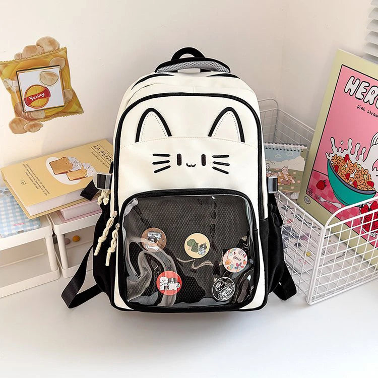 Fashionable Transparent Backpack Dual-Shoulder Bag Travel Student Bookbag  Design Versatile Girls Bag Commuter Style Polye...