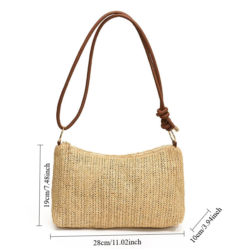 Striped Straw Tote Bag