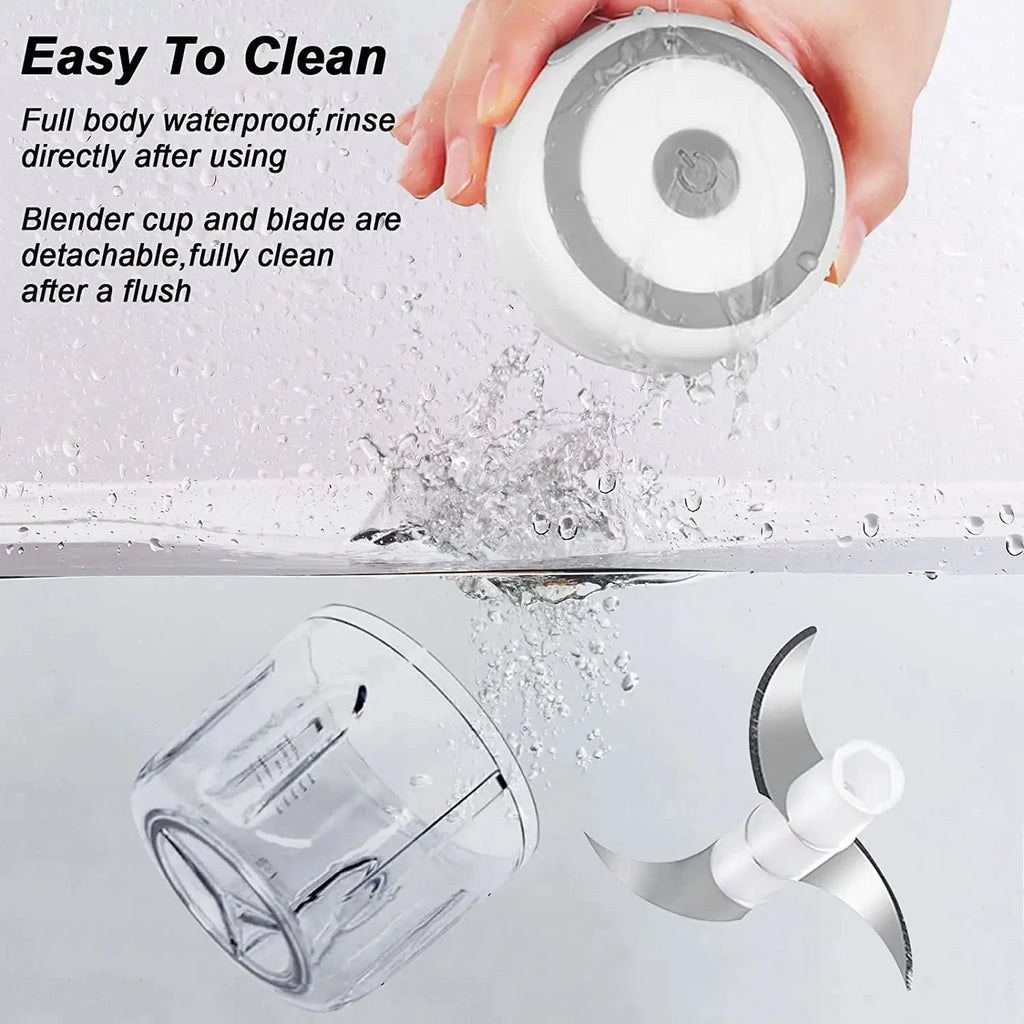 Portable Wireless Electric Mini Food Chopper Bowl Garlic Masher USB Rechargeable Vegetable Meat Grinder Kitchen Blender Gadget