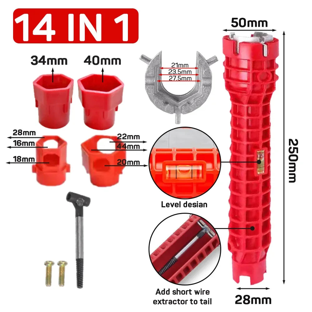 Sink Faucet Wrench Plumbing Repair Tool Anti-Slip Handle Double Head Wrench Bathroom Plumbing Water Heater Spanner Tool