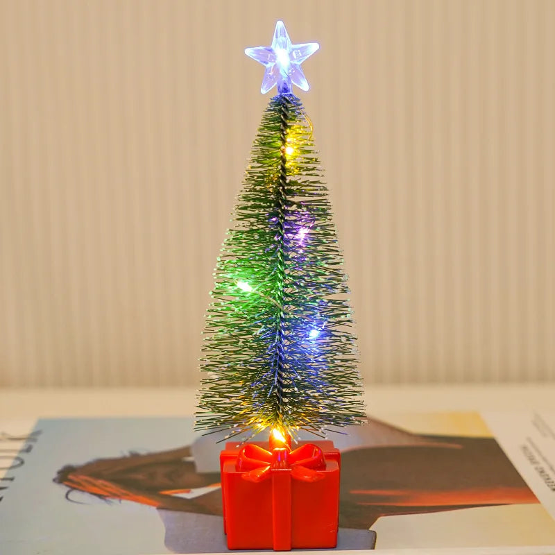 1/4pcs Luminous Mini Christmas Trees Beautiful Small Artificial Xmas Trees Desk Decorations Christmas Home Decorations