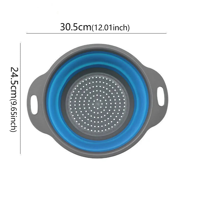 1pcs Round Square Foldable Silicone Colander Fruit Vegetable Washing  Strainer Colander Collapsible Drainer Kitchen Storage Tool