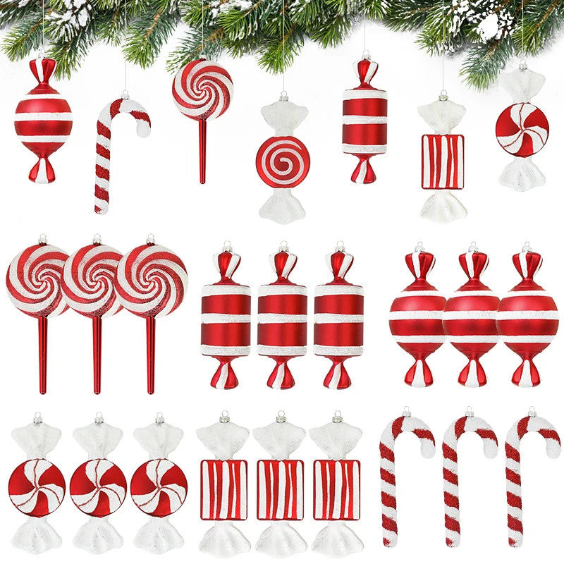 Big Christmas Lollipop Red Candy Cane Pendants Xmas Tree Hanging Ball Ornaments 2024 Christmas Decoration For Home New Year Gift