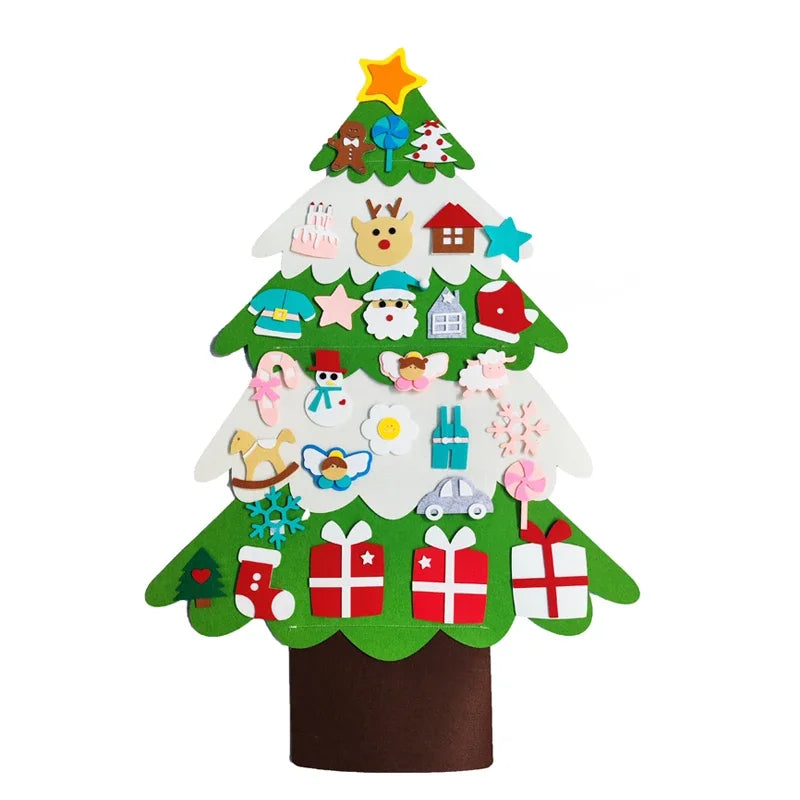 DIY Felt Christmas Tree for Toddler Feltpinetree Xmas with String Lights for Kids Montessori Toy Gift Home Decor Party Supplies