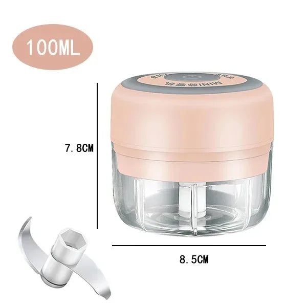 Portable Wireless Electric Mini Food Chopper Bowl Garlic Masher USB Rechargeable Vegetable Meat Grinder Kitchen Blender Gadget