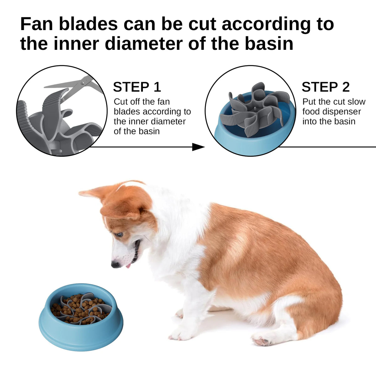 Non-Slip Slow Feeder Insert for Dog Bowls, Cuttable Silicone Licking Mat with Strong Suction for Messy Eaters, Easy to Clean