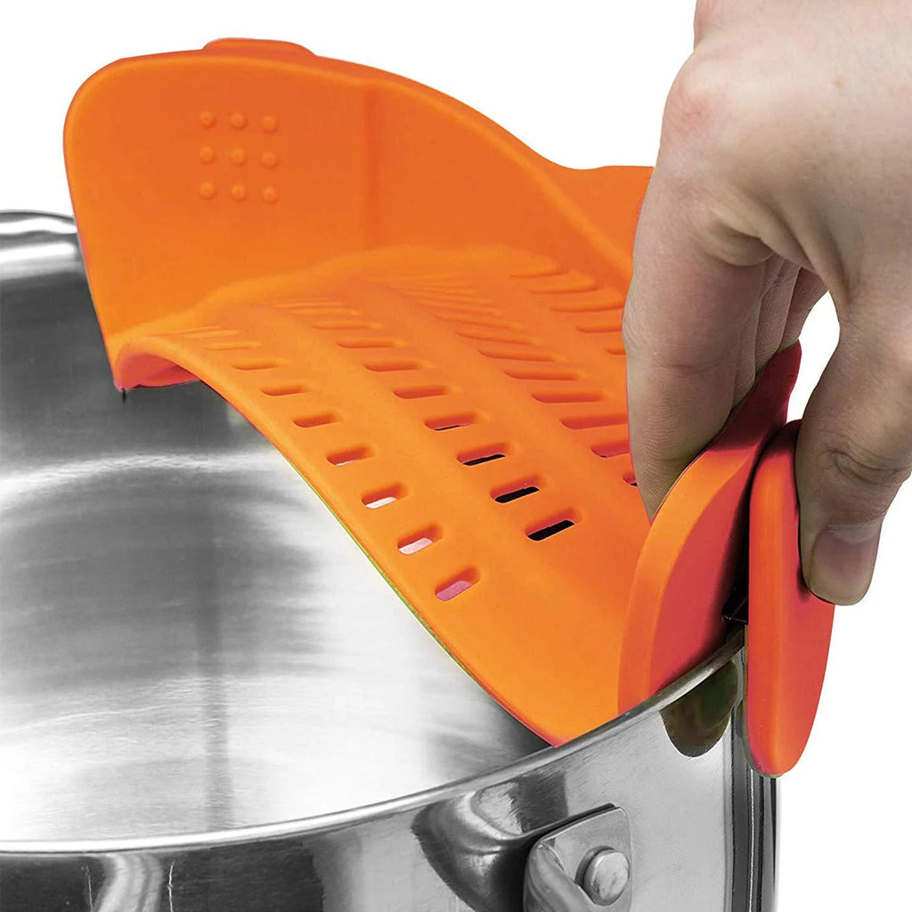1pc Adjustable Silicone Clip-On Strainer for Pots, Pans, and Bowls - Handheld Drainer for Noodles, Pasta