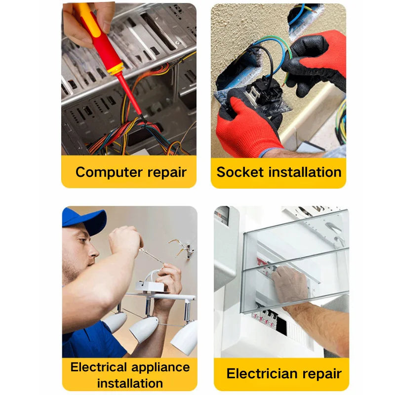 10 In 1 Interchangeable Blade 500V Insulated Screwdriver Set With Case Magnetic High Hardness Home Electricians Repair Tools