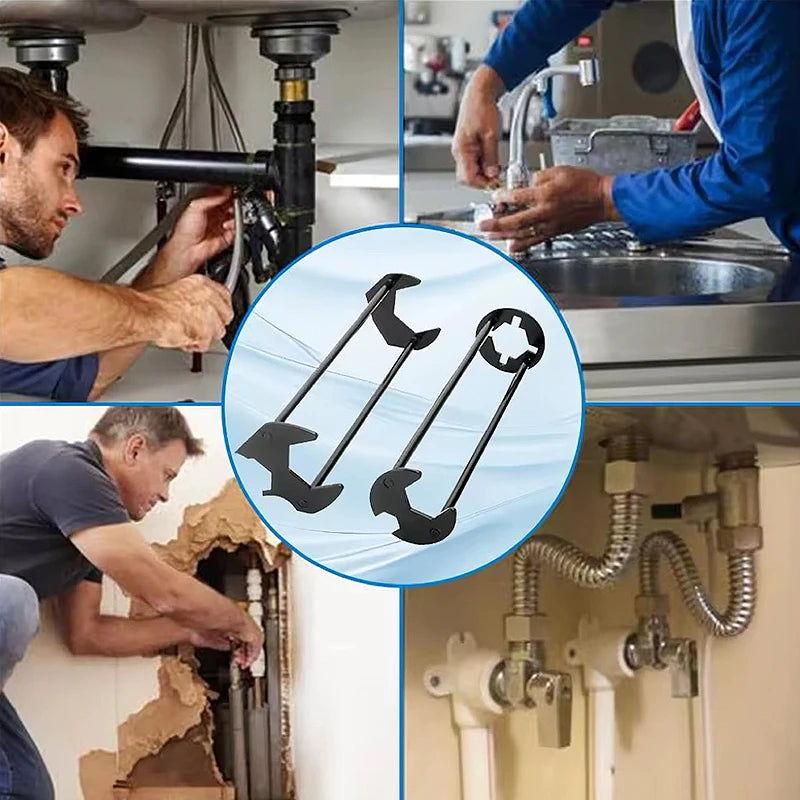 2pcs Multifunction Carbon Steel Sink Repair Wrench Sink Faucet Installer For Bathroom Kitchen