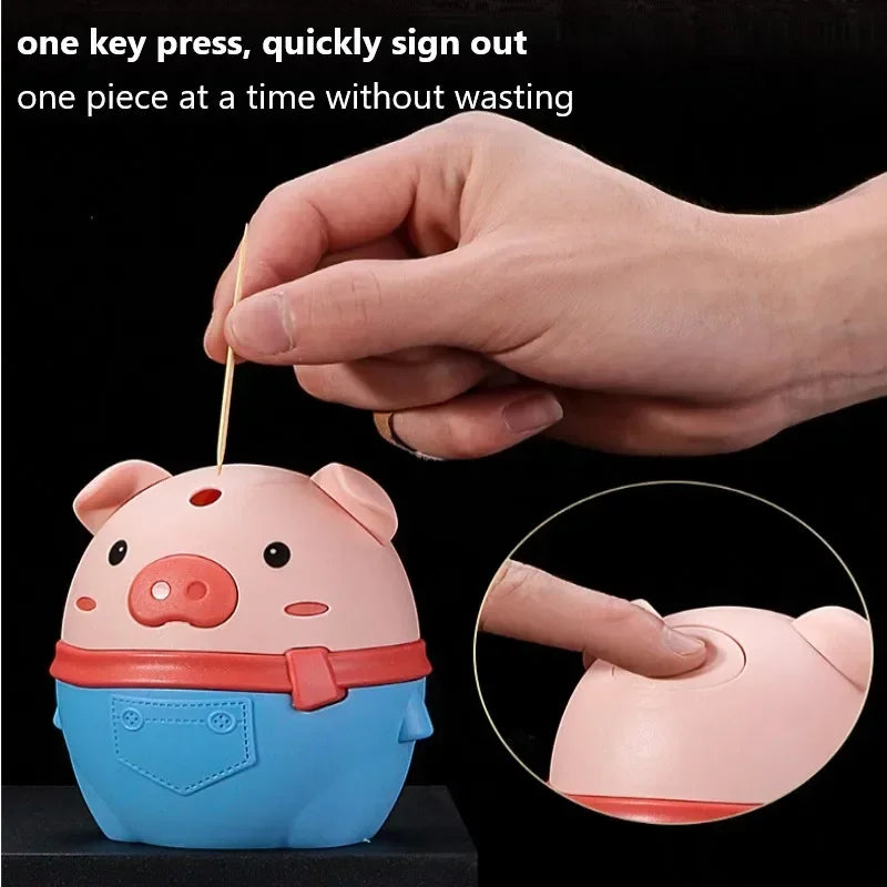 Cute Cartoon Piggy Toothpick Holder Automatic Toothpick Dispenser Holder Restaurant Table Decor Daily Use Toothpick Dispenser
