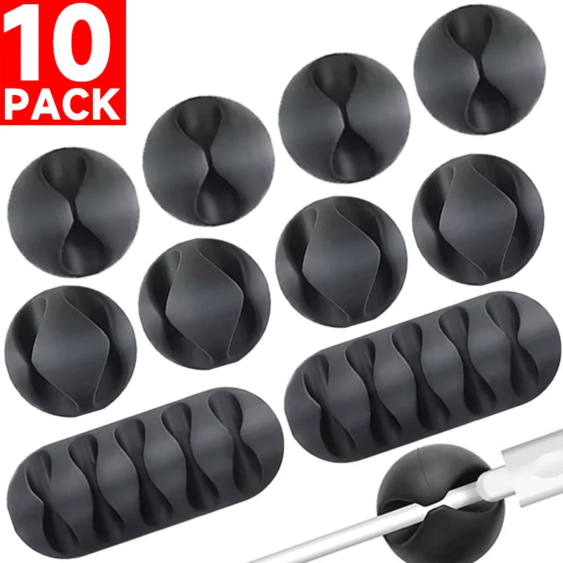 Self Adhesive Cable Clips Silicone USB Cable Organizer USB Charging Cable Winder Office Desktop Management Clips Cables Holder