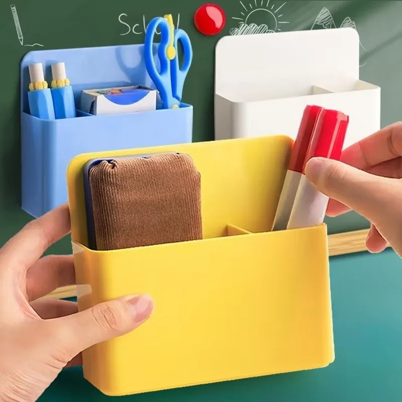 Magnetic Refrigerator Storage Box, Plastic Organizer Box, With Marker Pen Holder, Refrigerator Office Supplies
