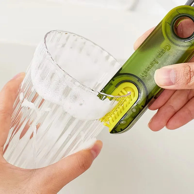 1pcs Lamgool 3 in 1 Bottle Gap Cleaner Brush Multifunctional Brush Cup Crevice Cleaning Tools Mini Silicone Cup-Holder Cleaner