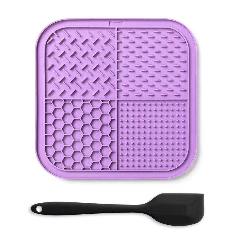 LMETJMA Lick Mat for Dogs and Cats Silicone Licking Mat with Suction Cups for Anxiety Relief Square Dog Slow Feeder Lick Pat