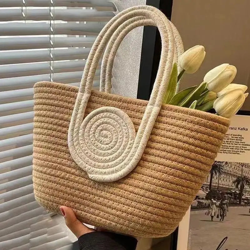 Vintage Rattan Beach Tote