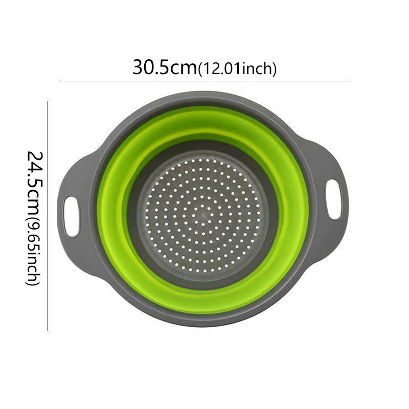 1pcs Round Square Foldable Silicone Colander Fruit Vegetable Washing  Strainer Colander Collapsible Drainer Kitchen Storage Tool