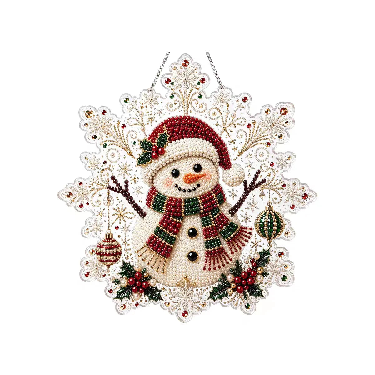 20X20CM Diamond Painting 3d Mixed-sized Pearl Beads Christmas Pearl Suncatcher Kit For Diy Craft Metal Chain Festive Wall Decor