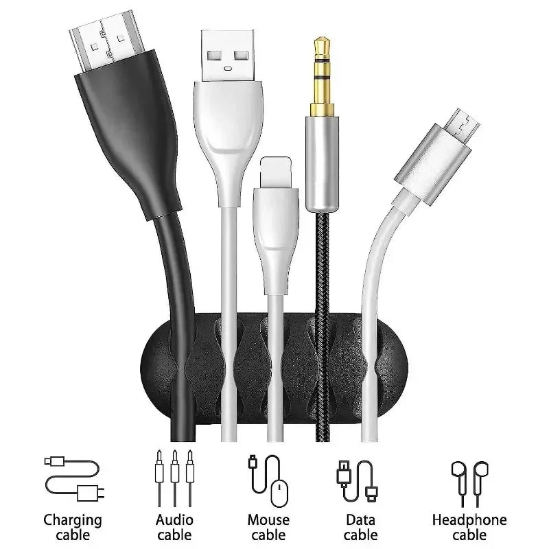 Self Adhesive Cable Clips Silicone USB Cable Organizer USB Charging Cable Winder Office Desktop Management Clips Cables Holder