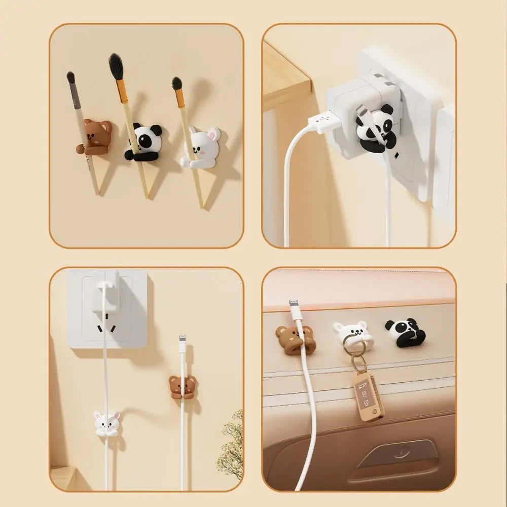 Strong Adhesive Self-Adhesive Cable Clip Cute Animal Design Desktop Organiser Cable Organizer Cord Winder Clip Mouse