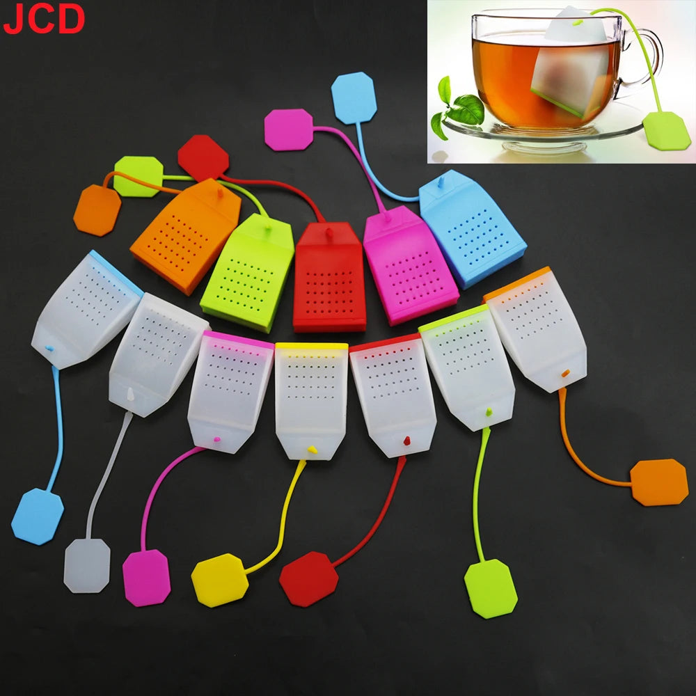 JCD Silicone Tea Infuser Bag Reusable Safe Loose Leaf Tea Bags Strainer Filter for Tea Drinker Utensils Random Color