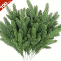 100pcs 10.6inch Realistic Pine Branches - Flexible, Natural Look, Suitable for Weddings, Bedrooms, And Living Rooms