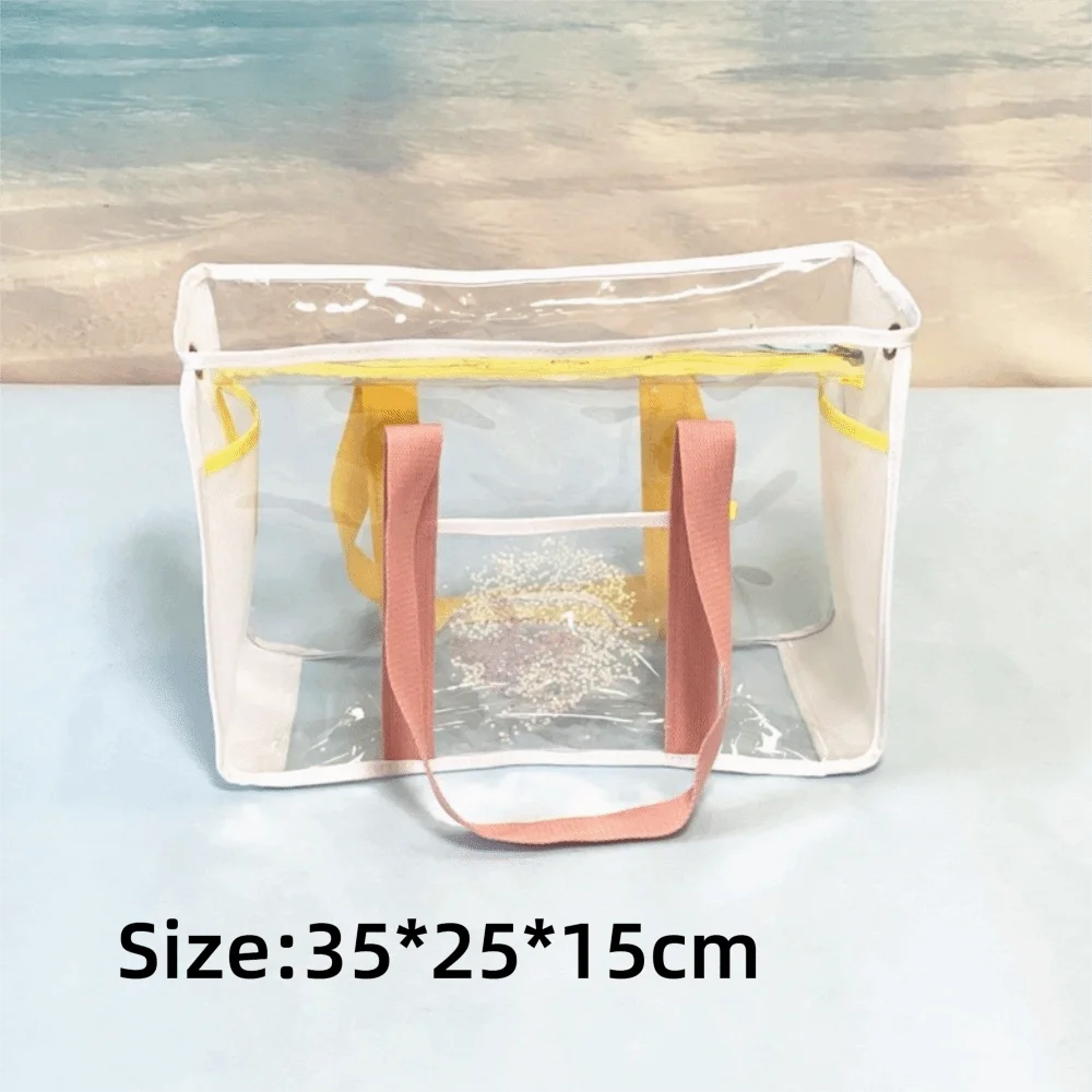 Transparent PVC Transparent Beach Bag Waterproof Design Large-capacity Fitness Bag Durable PVC Shoulder Bag Fitness Swimming