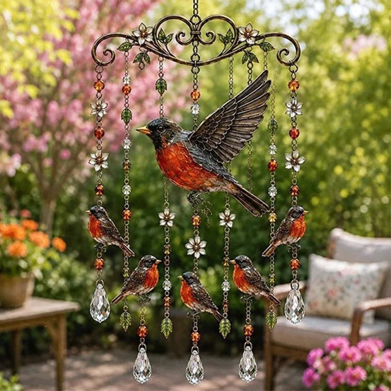 Beautiful Hummingbird Wind Chime Metal Garden Pendant Hanging Bird Sculpture Home Decor Outdoor Courtyard Ornaments Unique Gift
