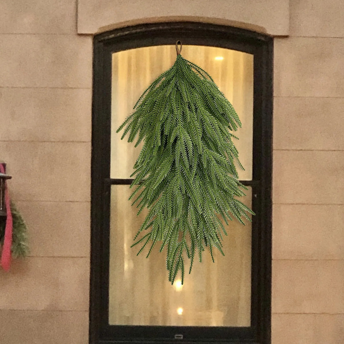 Christmas Norfolk Artificial Christmas Pine Greenery Holiday Door Wreath For Xmas Fireplace Indoor Outdoor Decor 64cm