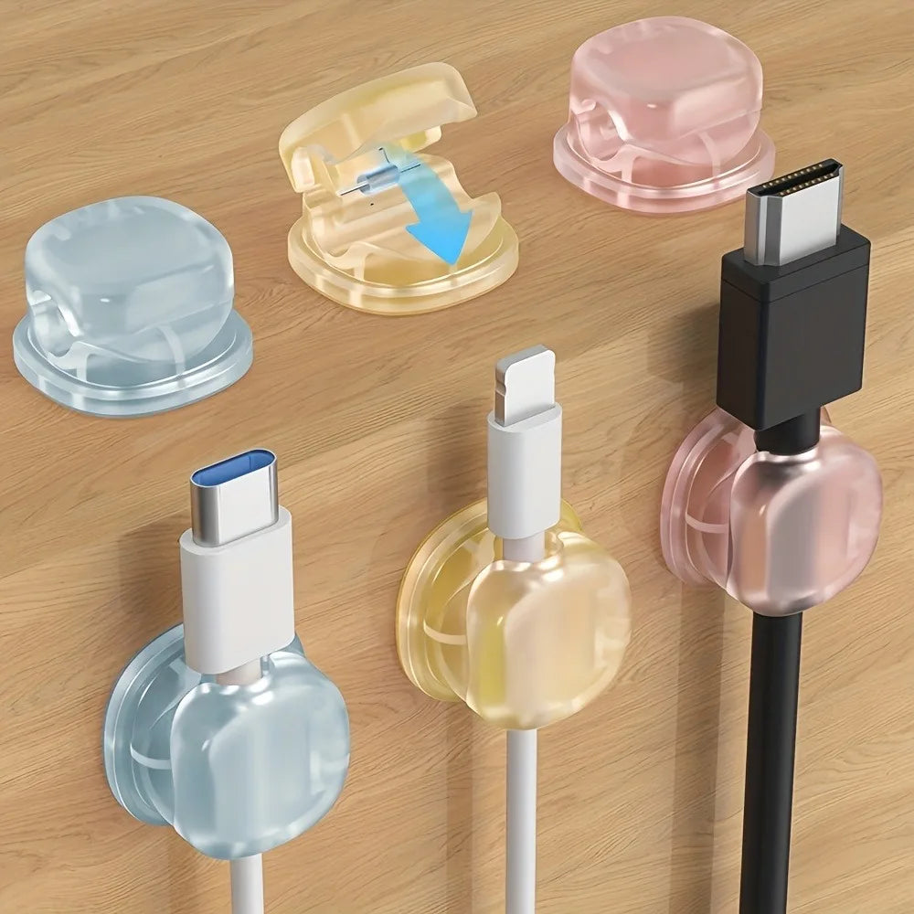 3pcs Solid Color Clear Cable Clip Cable Holder Adhesive Wire Keeper Cord Cable Organizer for Home Office Under Desk Management