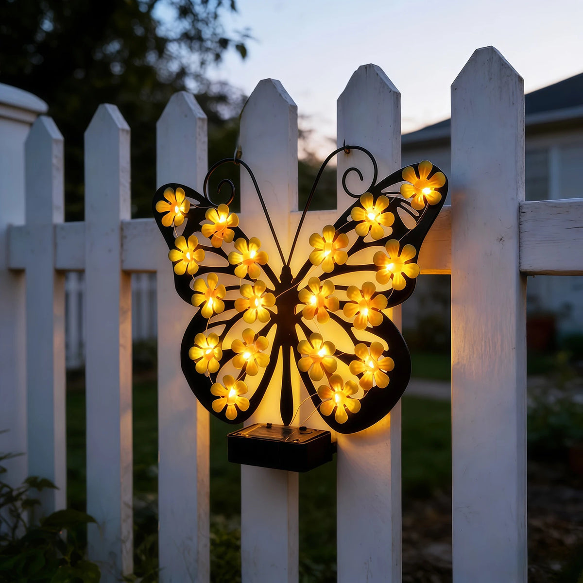 Solar Metal Butterfly Wall Decor IP65 Waterproof Hanging Light Decoration for Garden Patio Porch Yard Women Birthday Gifts