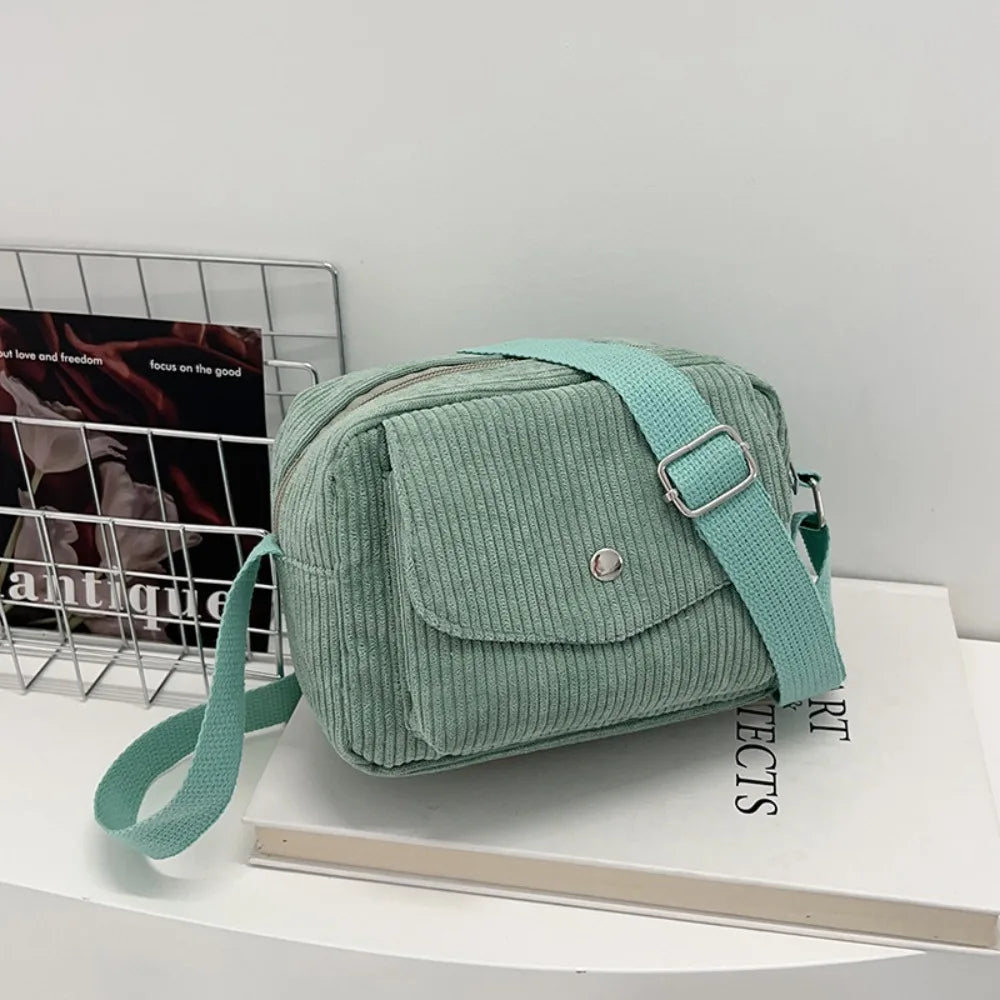 Corduroy Striped Crossbody Bag