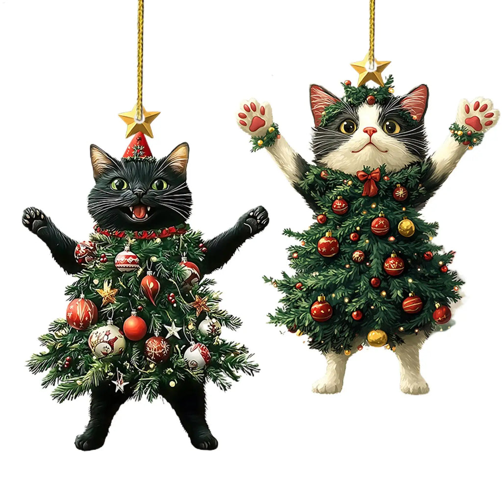 Christmas Tree Cat Bag Pendant, Car Rearview Mirror Backpack Hanging Ornament, Cute Christmas Decoration Accessory For Holiday Gift Giving