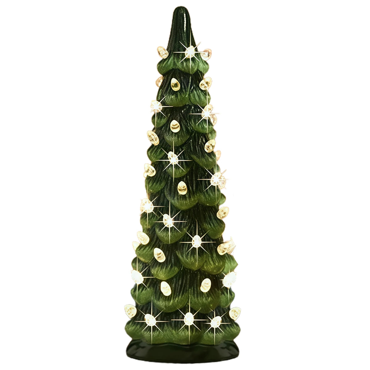 Retro Hand-Painted Tabletop Christmas Trees with LED Lights Resin Colorful LED Mini Christmas Tree for Home Christmas Decoration