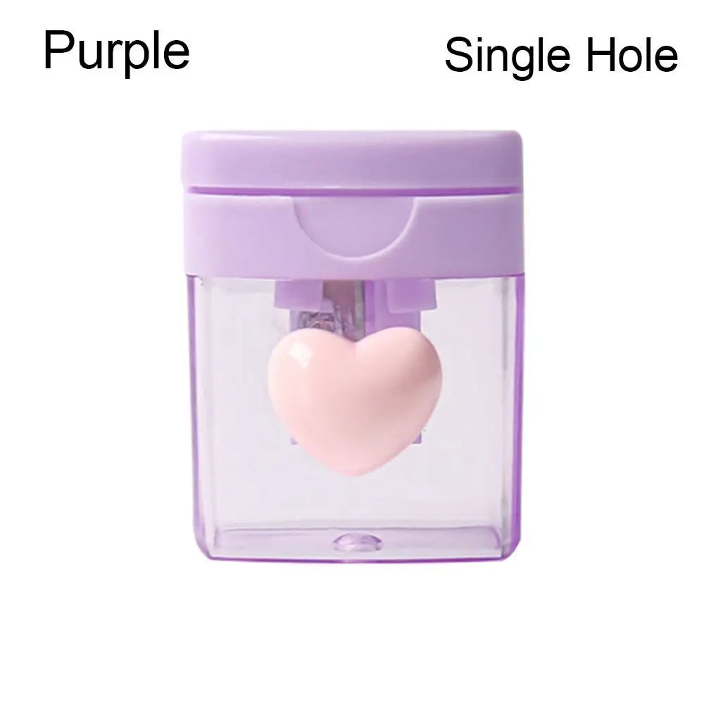 Cartoon Pencil Sharpener Single/Double Hole Pencil Cutter Tool Student Stationery Simple School Office Supplies High Quality