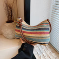 Striped Straw Tote Bag