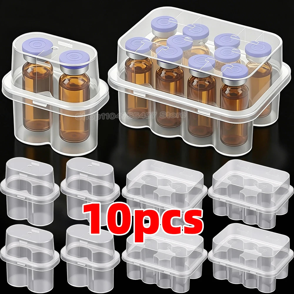 Peptide Storage Box 2/10Slot Penicillin Bottle Case for Fridge Organizer Portable 3ml Glass Vials Microtube Secure Holder  Boxes