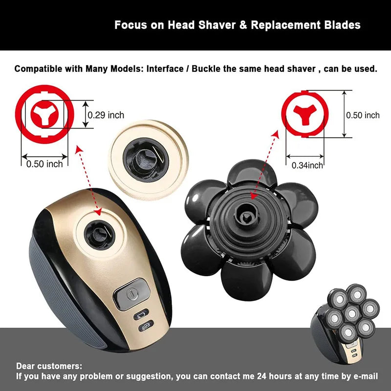 Mens 7 Blade Razor Replacement Shaving Heads Floating Washable Electric 7D Shavers Trimmers Kit Cutter Blades