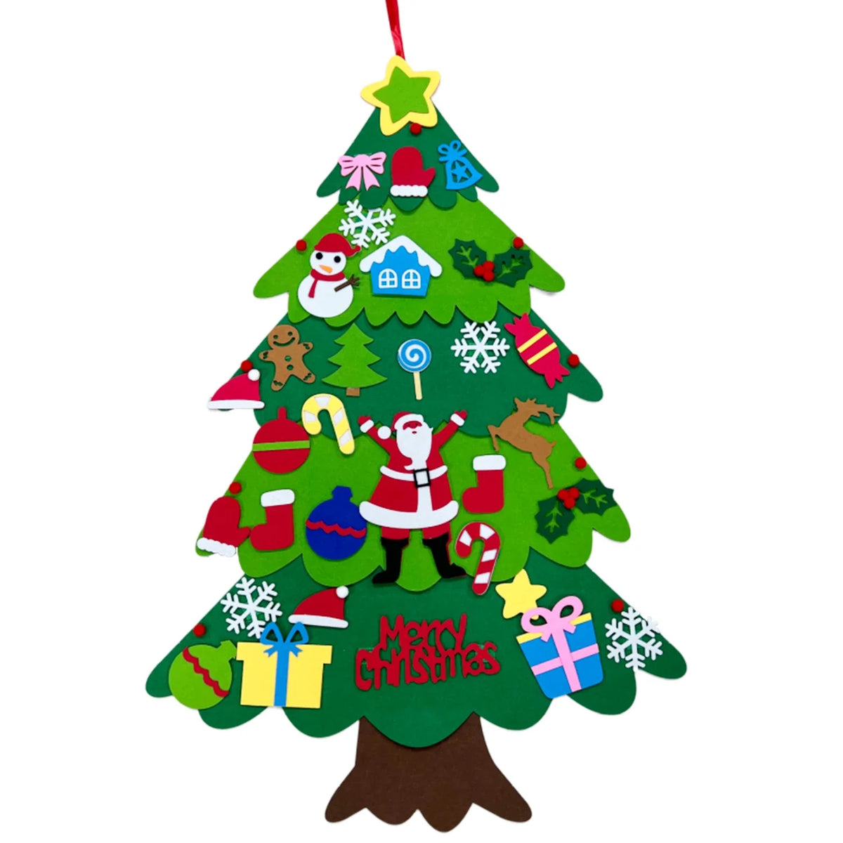 DIY Felt Christmas Tree for Toddler Feltpinetree Xmas with String Lights for Kids Montessori Toy Gift Home Decor Party Supplies