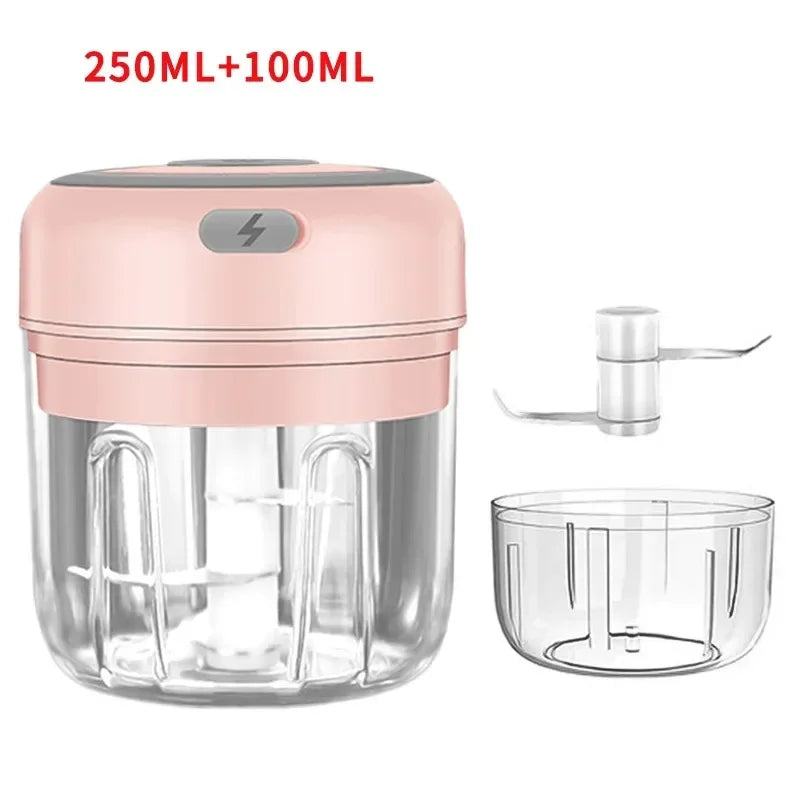 Portable Wireless Electric Mini Food Chopper Bowl Garlic Masher USB Rechargeable Vegetable Meat Grinder Kitchen Blender Gadget