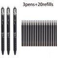Push-Button Erasable Gel Pens Set 0.5mm Black/Blue Pen Refill Replaceable Rods Washable Handle School Office Supplies Stationery