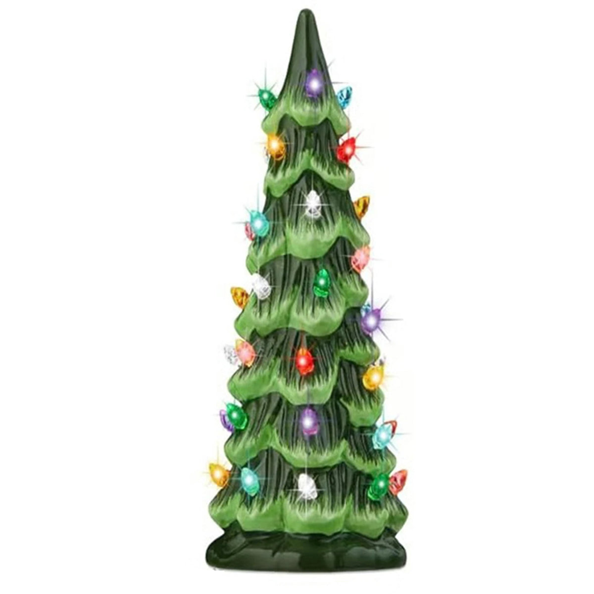 Retro Hand-Painted Tabletop Christmas Trees with LED Lights Resin Colorful LED Mini Christmas Tree for Home Christmas Decoration