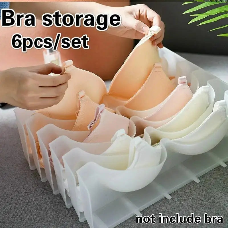 6Pcs/Set Plastic Underwear Storage Box Drawer Divider Closet Bra Socks Organizer Household Clothes Sorting Rack