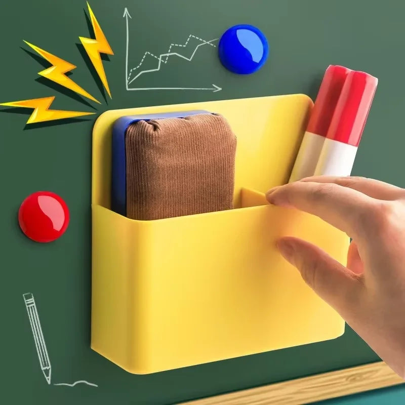 Magnetic Refrigerator Storage Box, Plastic Organizer Box, With Marker Pen Holder, Refrigerator Office Supplies