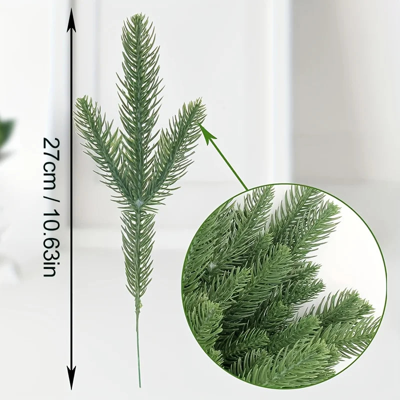 100pcs 10.6inch Realistic Pine Branches - Flexible, Natural Look, Suitable for Weddings, Bedrooms, And Living Rooms